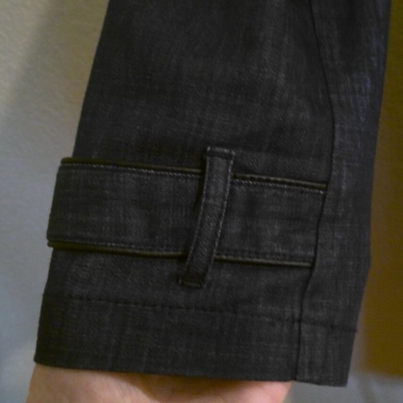 White House Black Market Blue Jean Jacket 6 Double Breasted Pockets 3/4 Sleeve - Picture 6 of 12